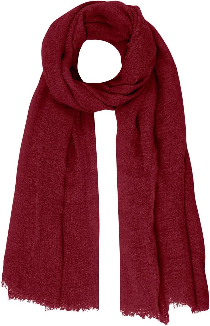 Nydotd Women Summer Cotton Linen Scarf Crinkle Long Beach Shawl Wrap hijab with Fringe - Image 1